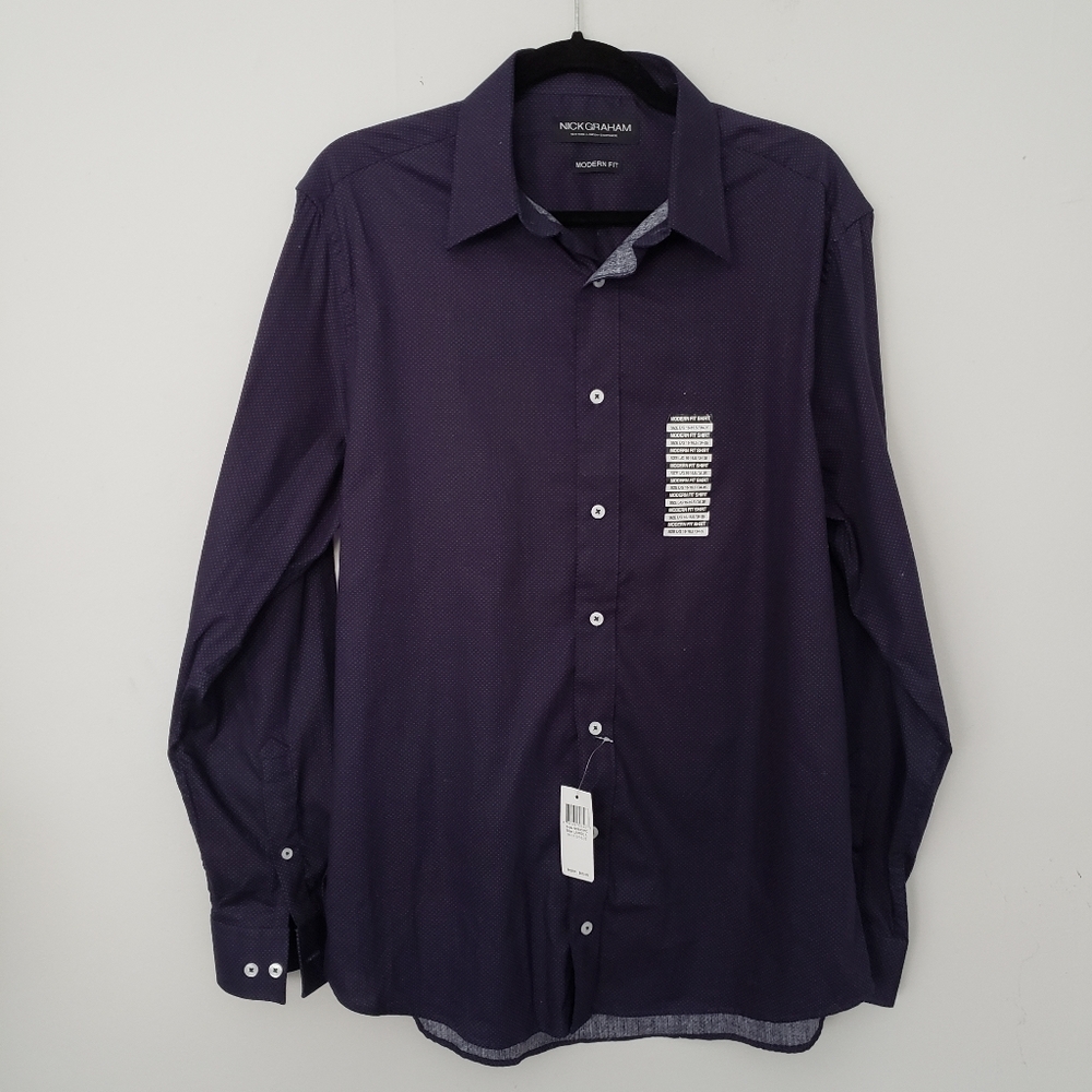 NWT purple blue button down dress shirt modern fit